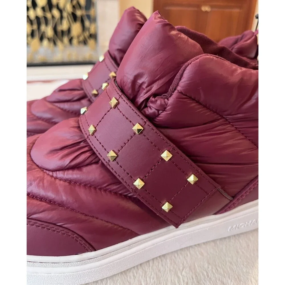 Michael Kors NEW Size 10 Puffer High‑Top Sneakers Bootie Women’s Dark Berry - Picture 12 of 15